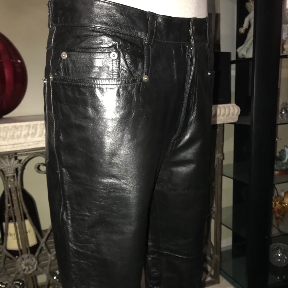 BCBG men’s leather pants jean cut 32w new